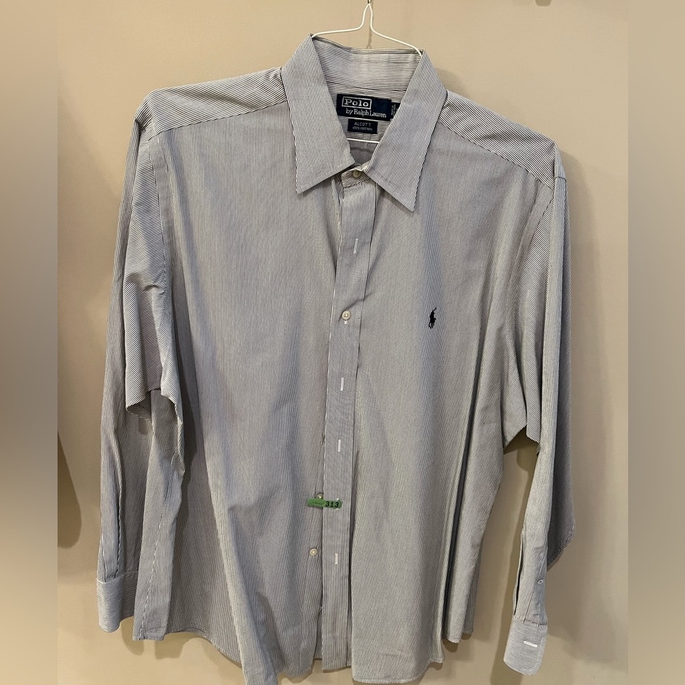Polo by Ralph Lauren grey and white stripe button down collar